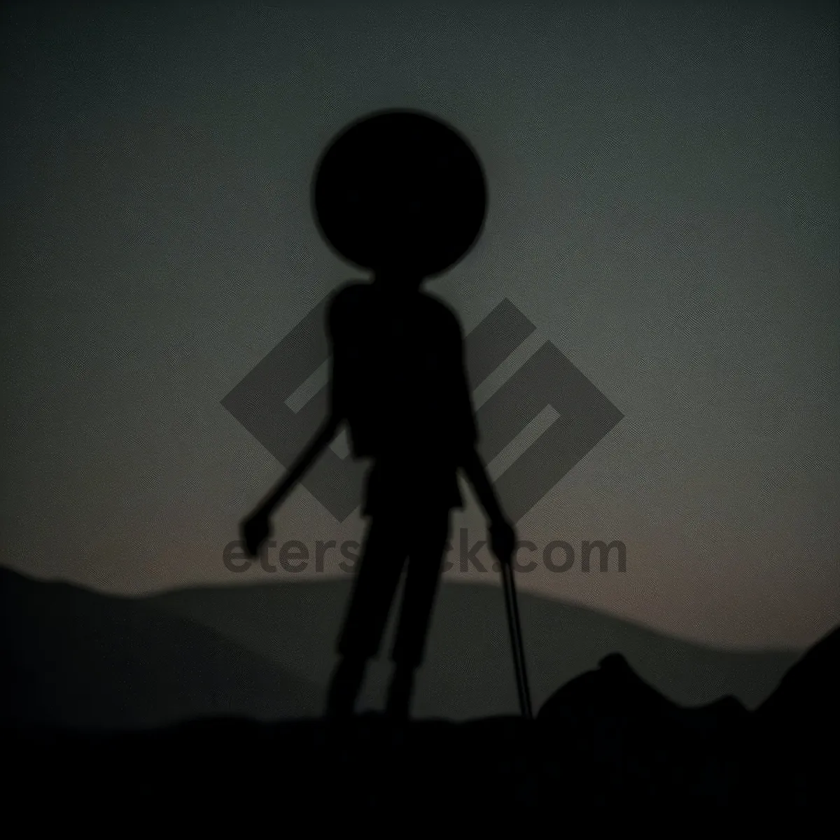 Picture of Silhouette Man with Tripod at Sunset Sky