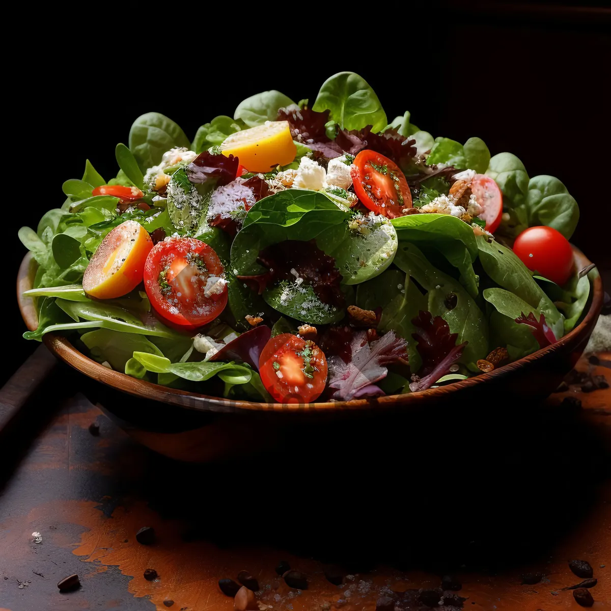 Picture of Fresh Vegetable Salad with Tasty Vinaigrette Dressing.