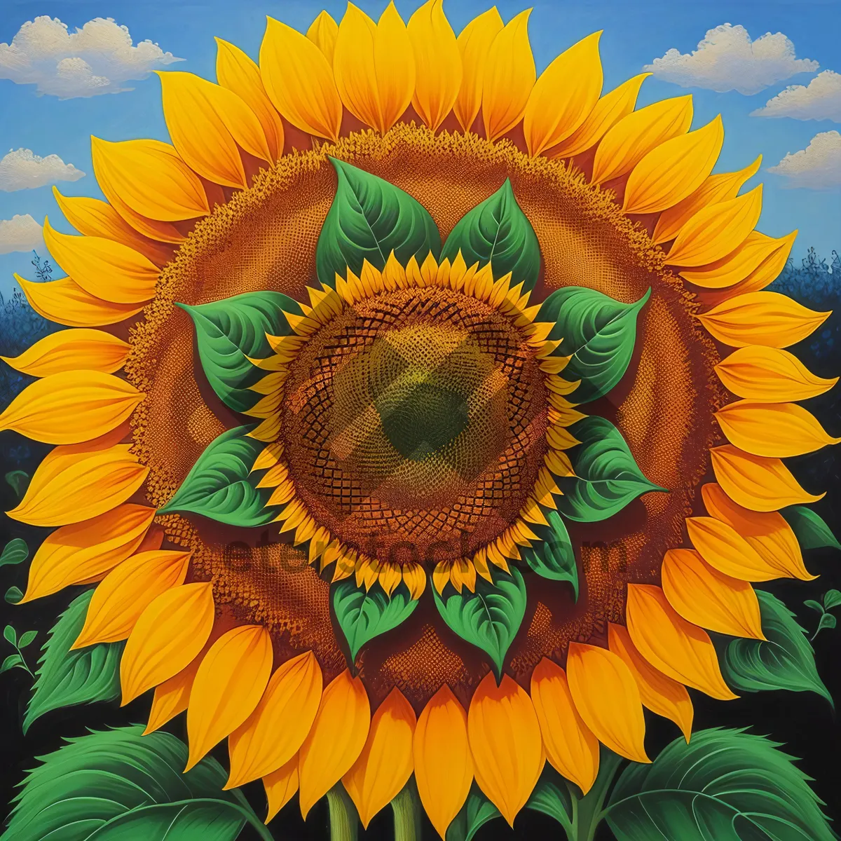 Picture of Radiant Sunflower Blooming in Vibrant Yellow Field.