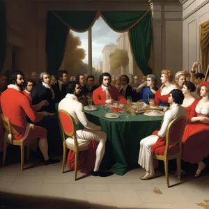 Group of students and teacher smiling in classroom meeting.