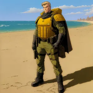 Adventurous Man Enjoying Beachside Fun Under Sunny Sky