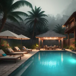 Exotic Paradise Resort Hotel Pool: Luxury Tropical Getaway.