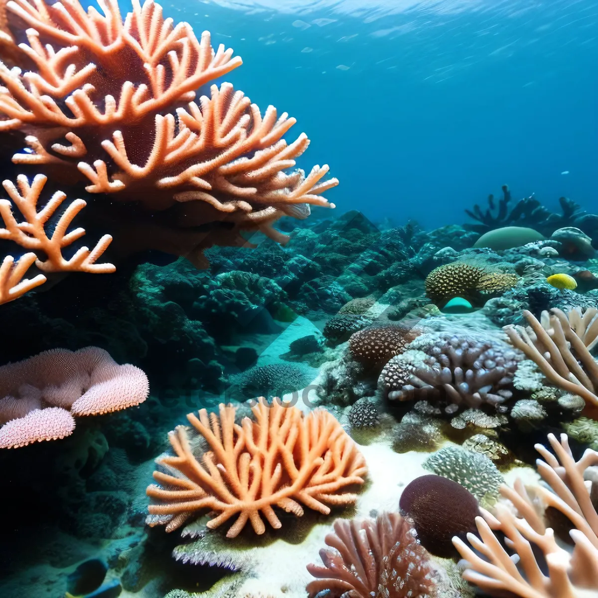 Picture of Underwater Coral Reef with Colorful Anemone Fish