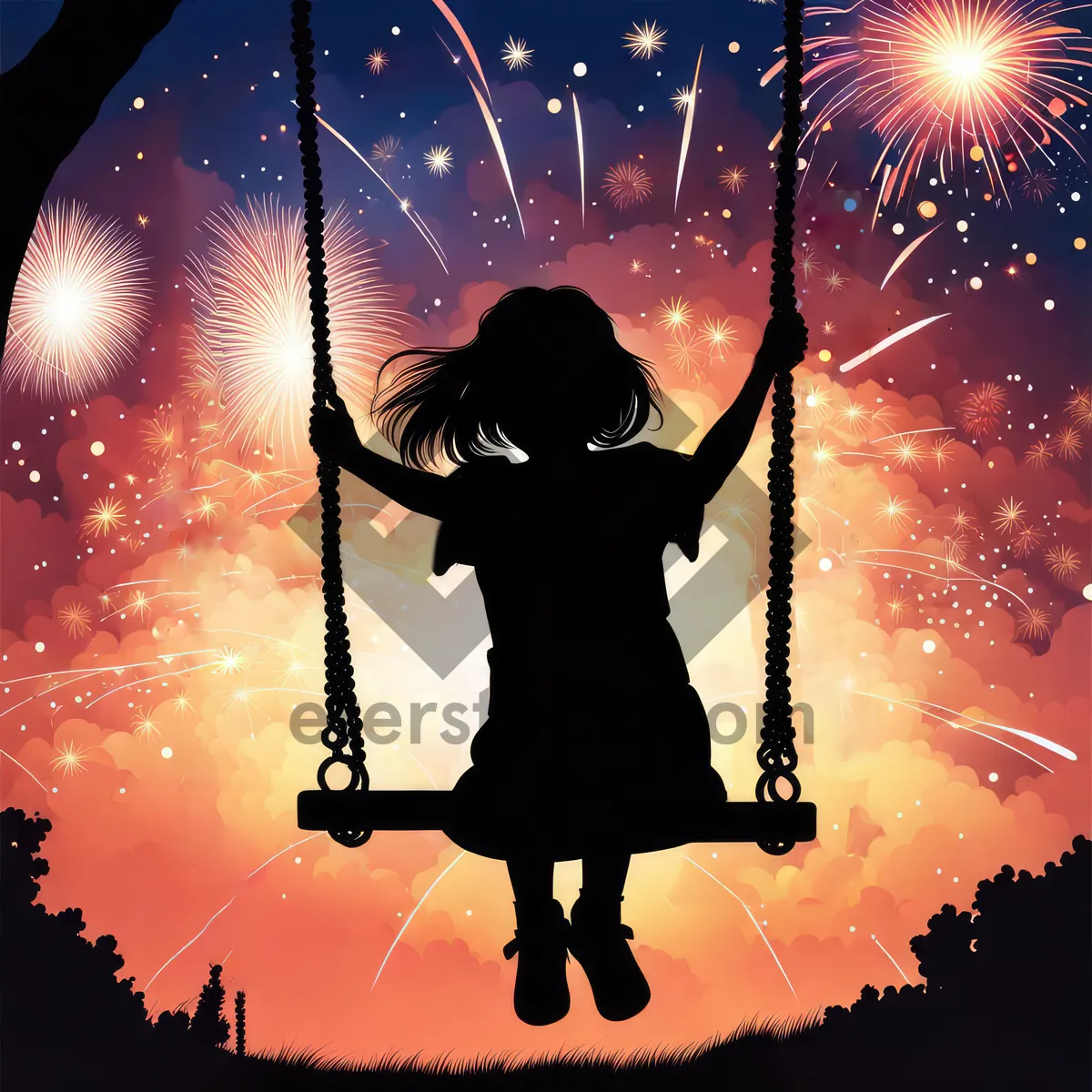 Picture of Sorcerer celebrating with star reflection - design silhouette.