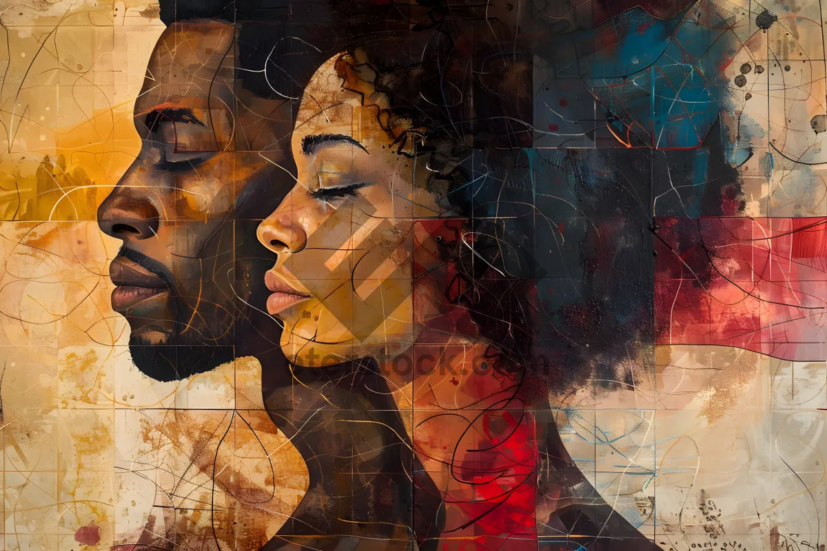 Picture of Intimate Portrait of Couple on Textured Abstract Background