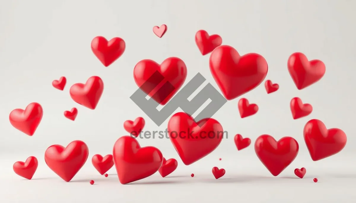 Picture of 3D glossy heart icon set for web design