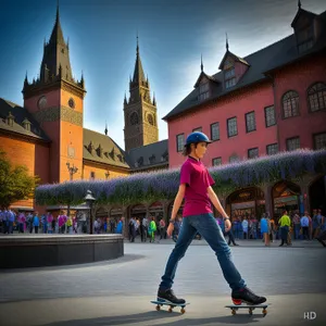 Skateboarder Performing Tricks on City Street