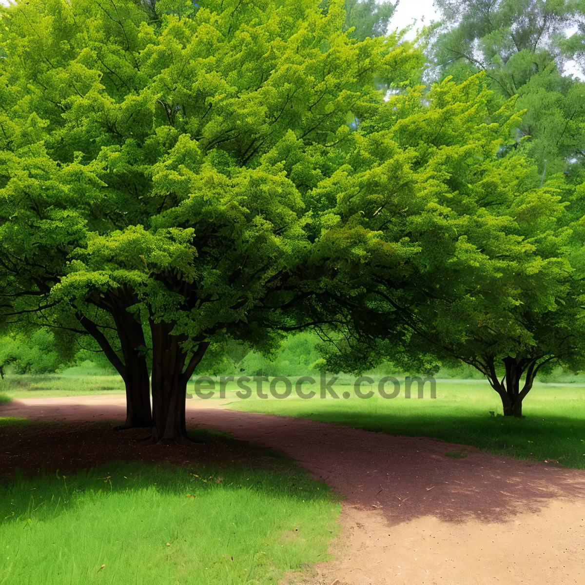 Picture of Serene Park Bench Amidst Lush Forest