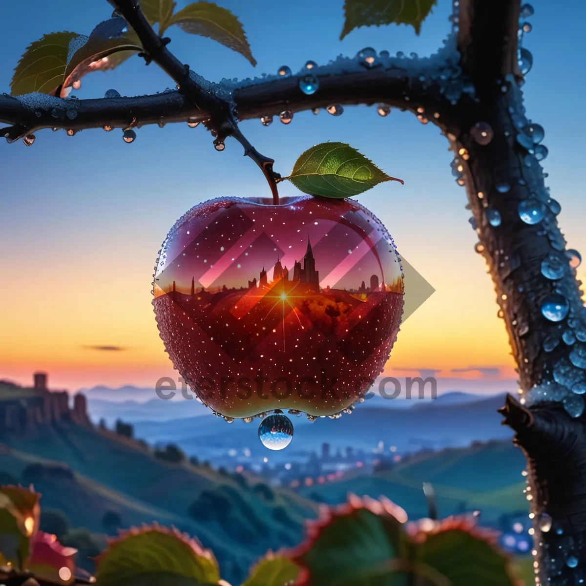 Picture of Fresh and juicy red delicious apple for health