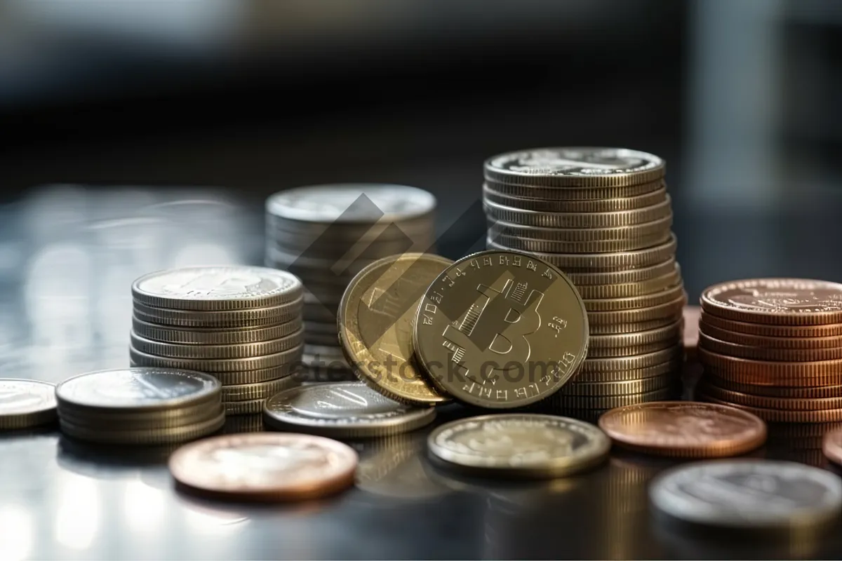 Picture of Golden coin stack on business counter for finance success