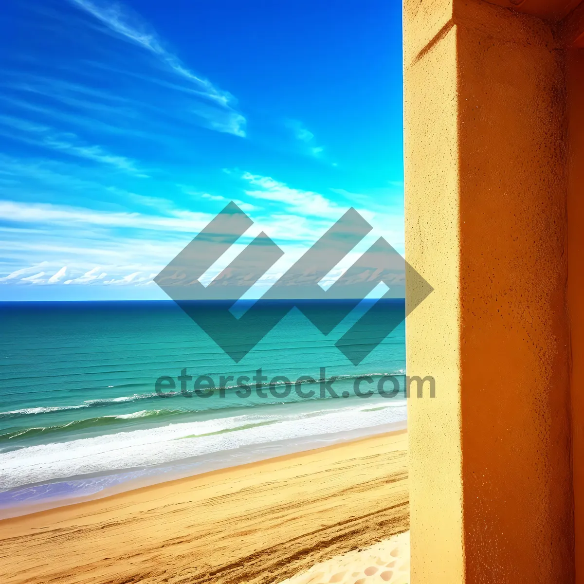 Picture of Tranquil Beach Paradise: Clouds Over Turquoise Waves
