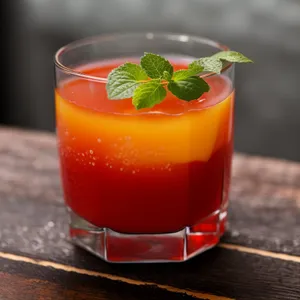 Healthy Orange Fruit Tea Drink in Glass with Ice