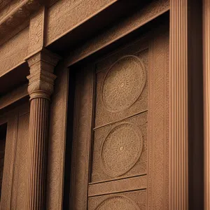 Ancient Upright Door in Architectural Wall