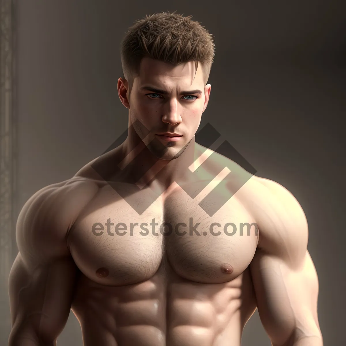 Picture of Muscular male fitness model with attractive physique