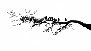 Skyline silhouette with tree branches in season.