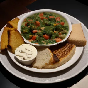 Fresh Vegetable Salad with Tasty Sauce for Lunch