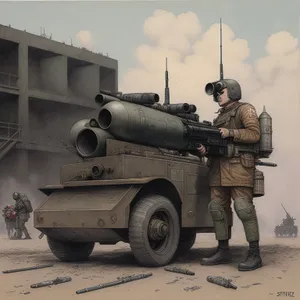 High-Angle Field Artillery Tank in Battle