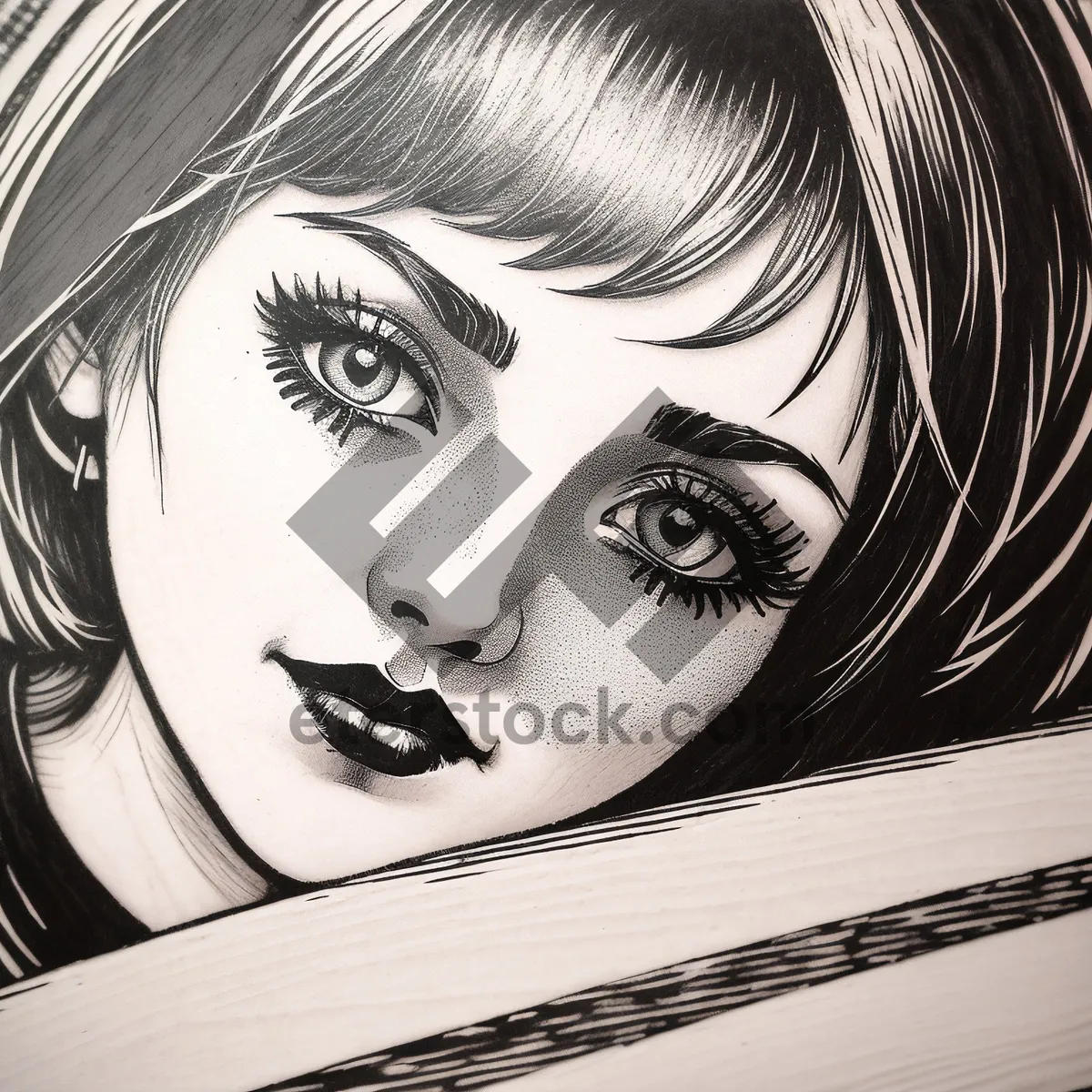 Picture of Stunning Black and White Portrait of a Fashion Model