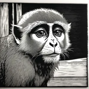 Wild Primate Portrait: Intense Eyes of a Feline-Like Ape