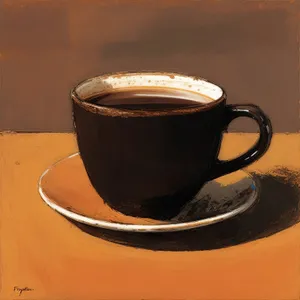 Steamy Cup of Aromatic Espresso on Saucer