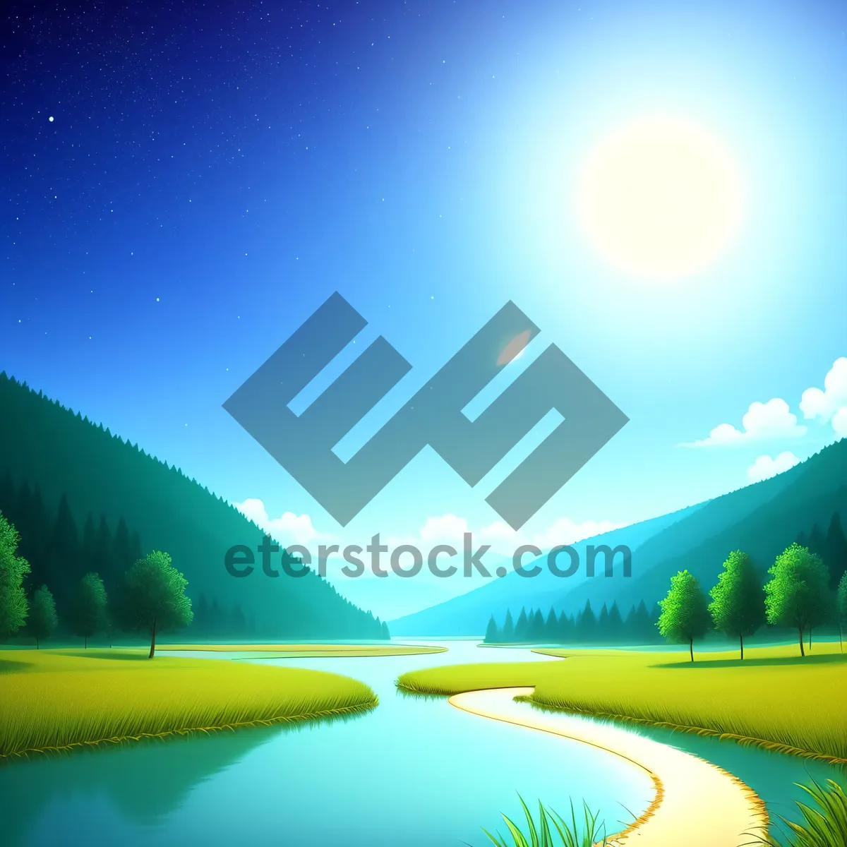 Picture of Vibrant Summer Landscape with Colorful Sky