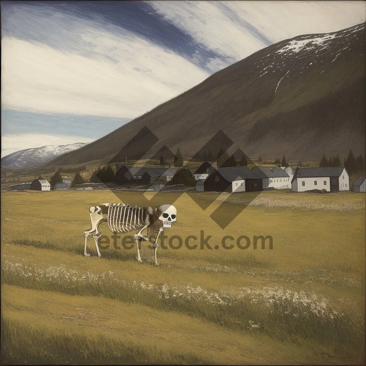 Picture of Scenic Yurt amidst Rural Landscape with Majestic Mountains