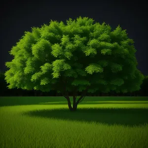 Serene Summer Meadow with Majestic Oak Tree