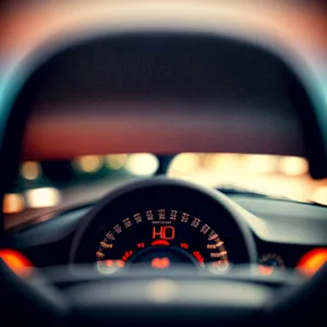 Fuel Gauge and Speedometer on Car Dashboard