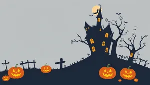 Halloween Moonlight Silhouette Cemetery Design
