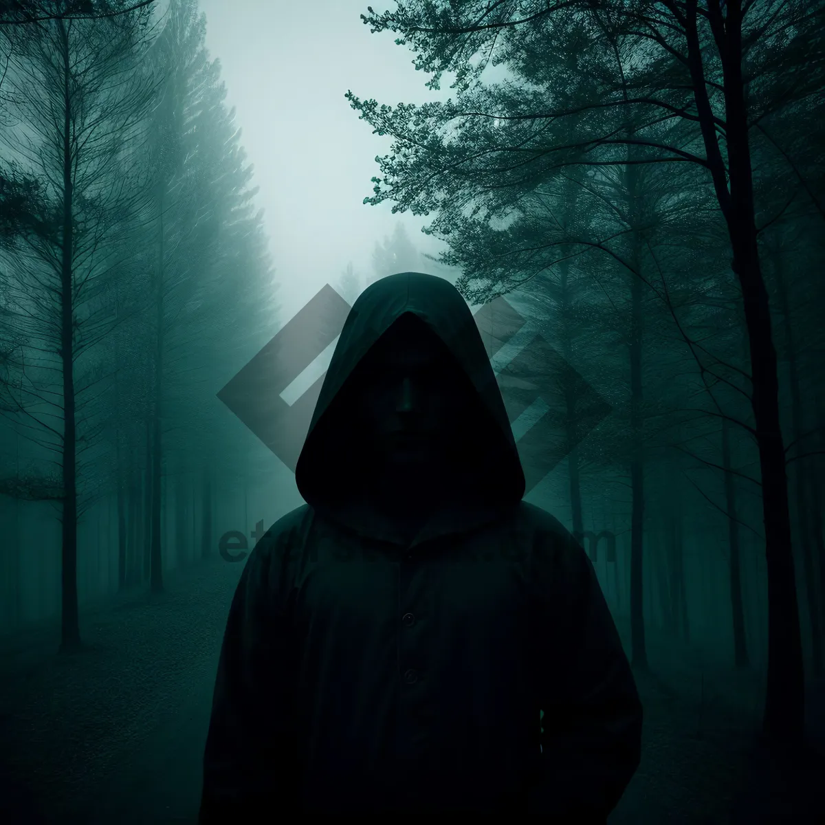 Picture of Black Cloaked Man with Protective Face Mask