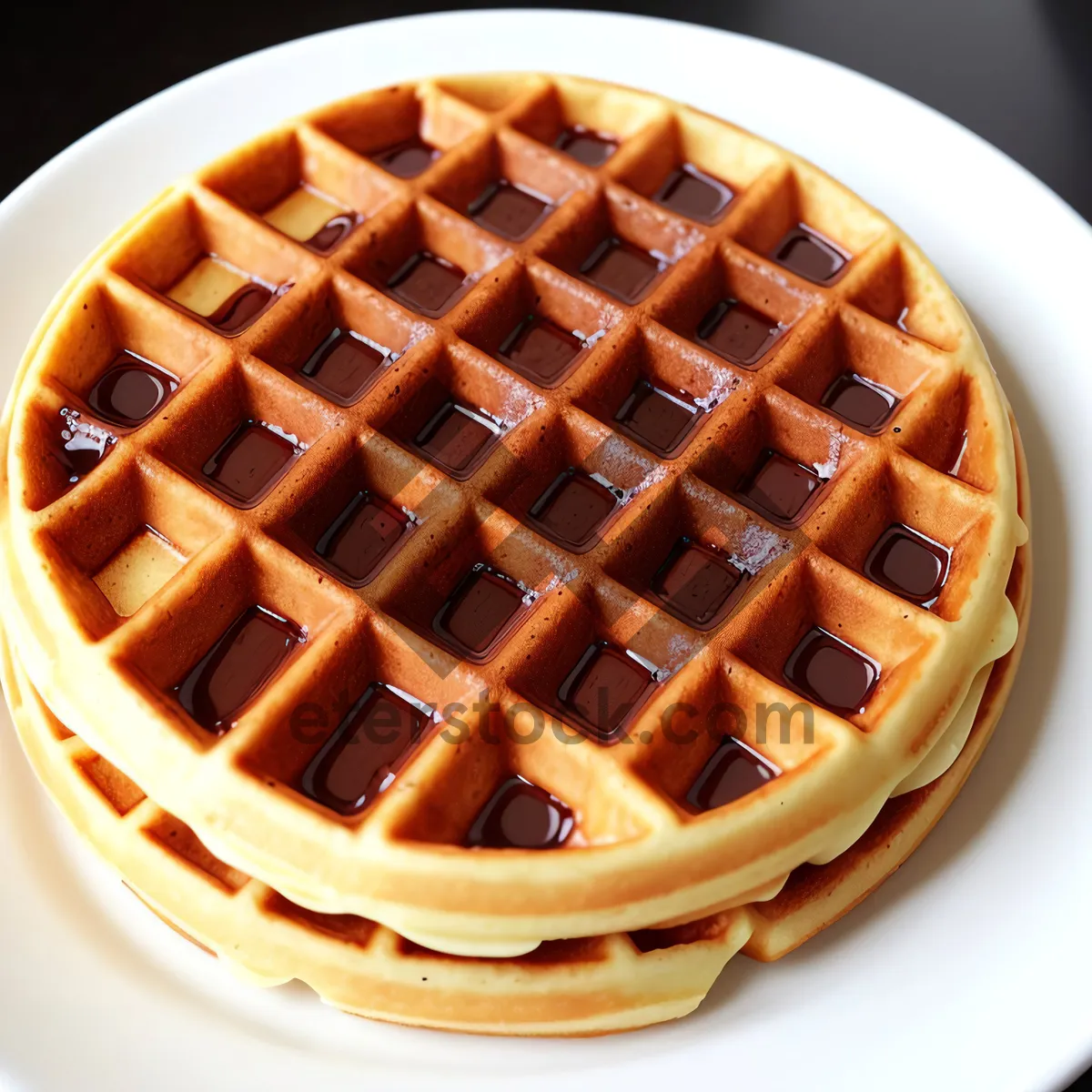 Picture of Sweet Chocolate Waffle on Plate