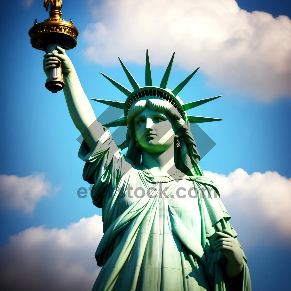 Picture of Sky-high Freedom Torch: New York's Iconic Lady of Liberty.