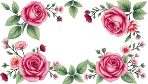 Floral Ornate Pink Rose Pattern Design Illustration