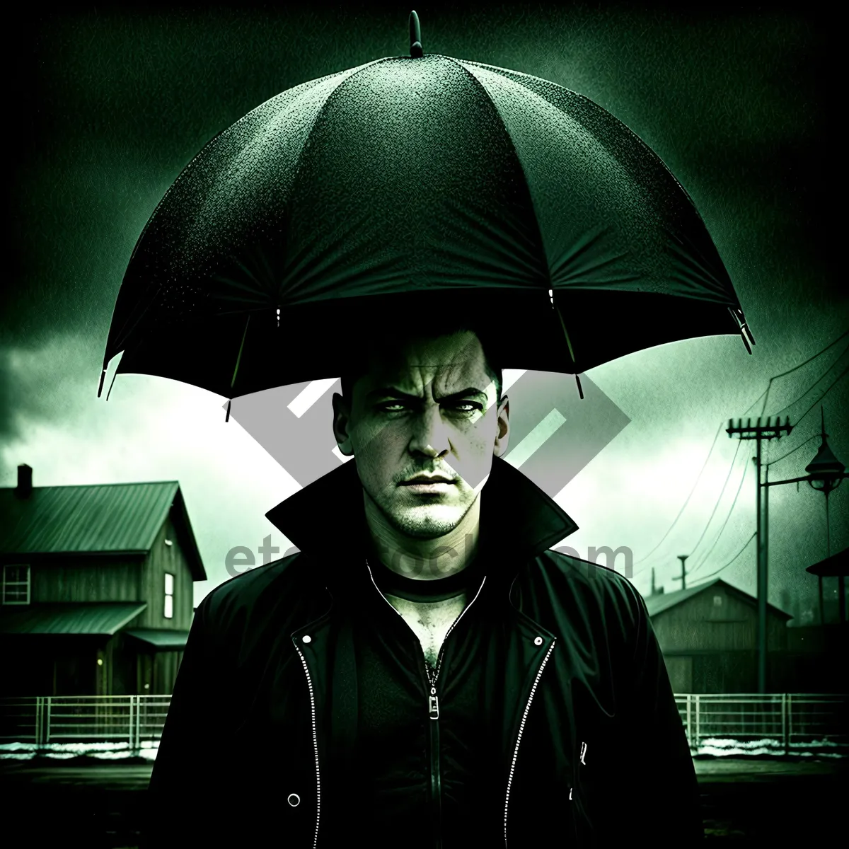 Picture of Rainy Day Protection: Woman with Umbrella