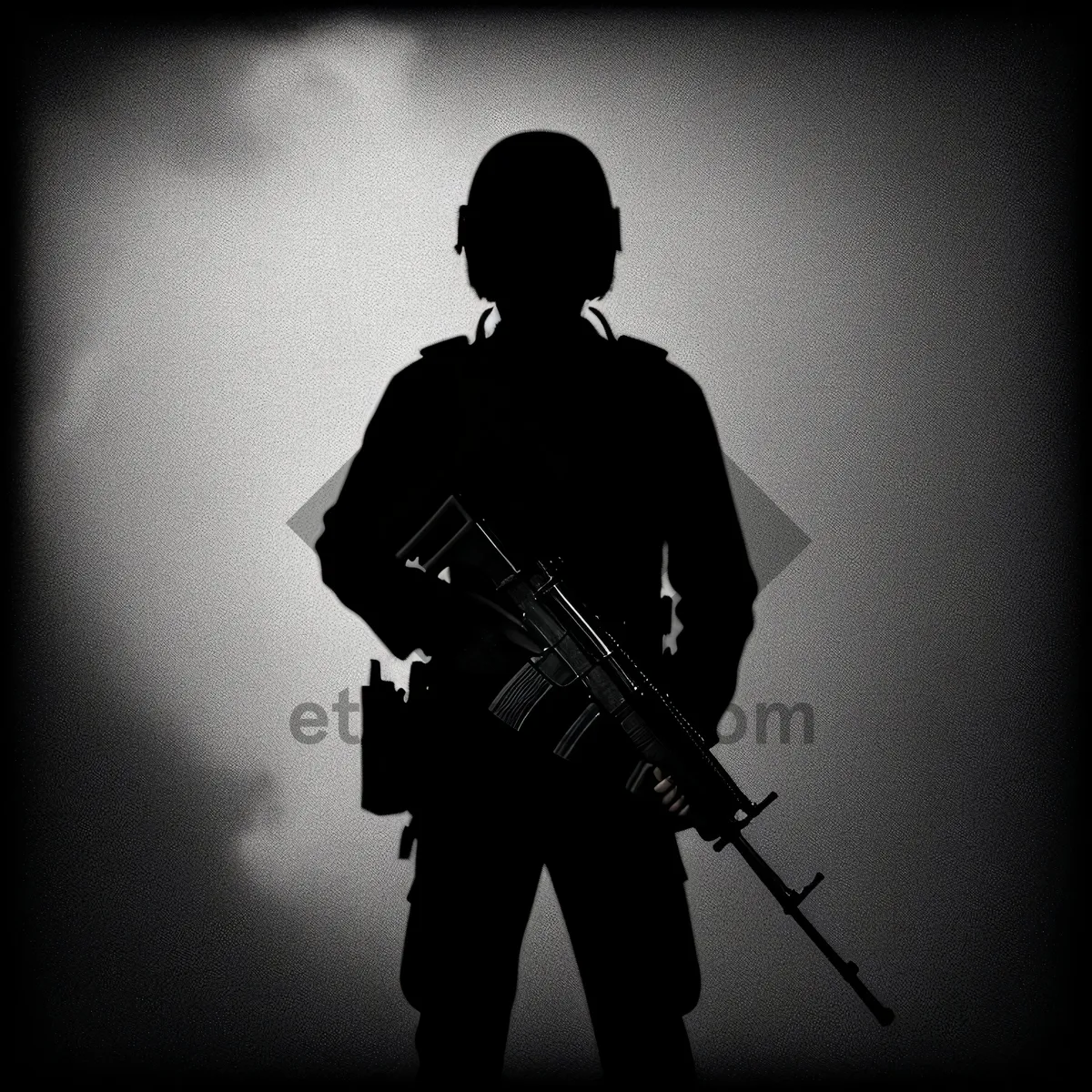 Picture of Silhouette Singer with Guitar and Rifle Performing