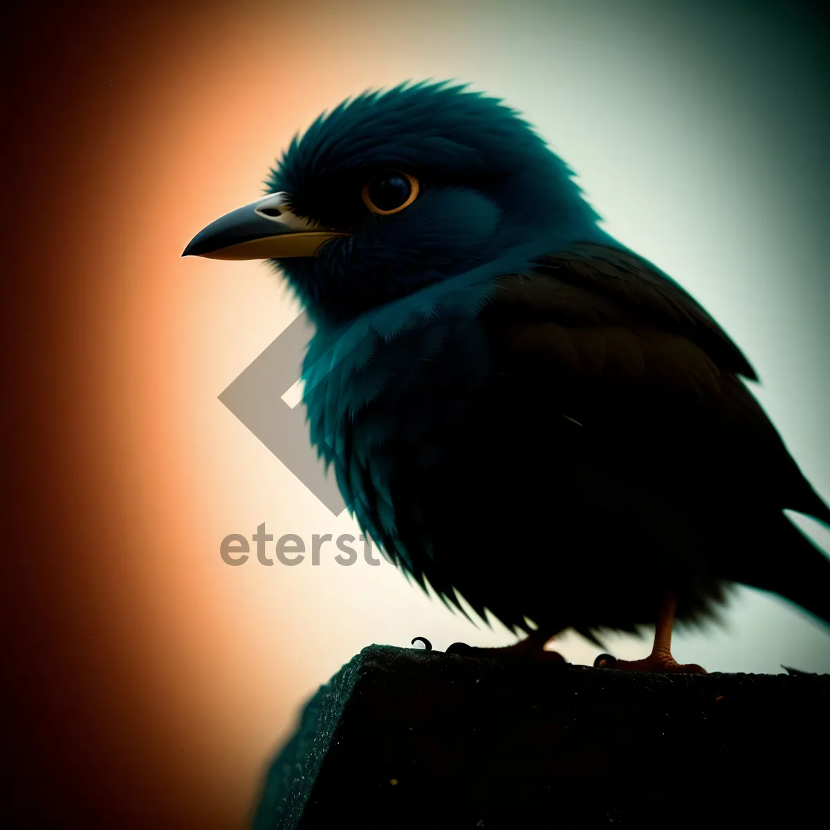 Picture of Black Jay with Striking Feathers and Bold Beak