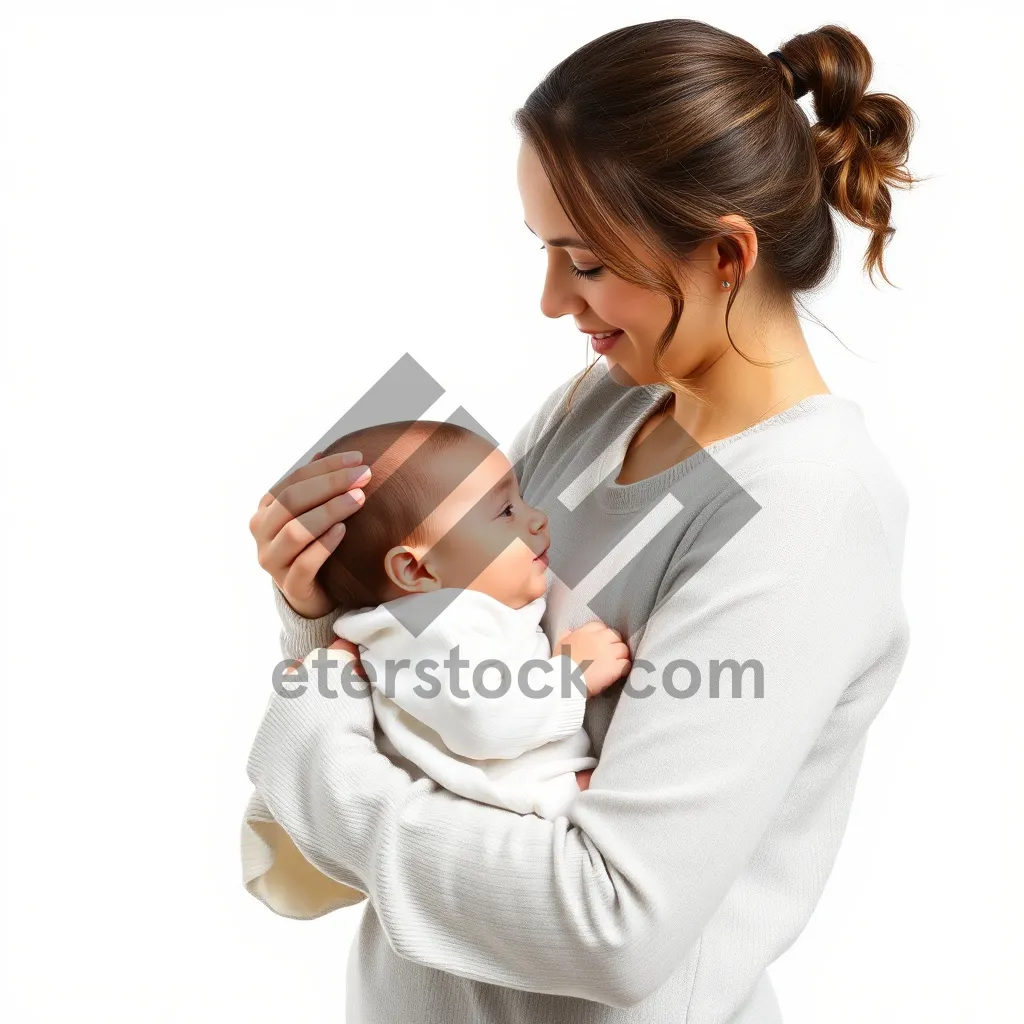 Picture of Happy family portrait with smiling child and mother
