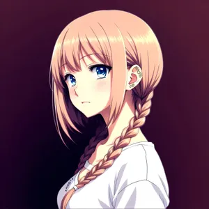 Cartoon Model with Expressive Face and Colorful Hair