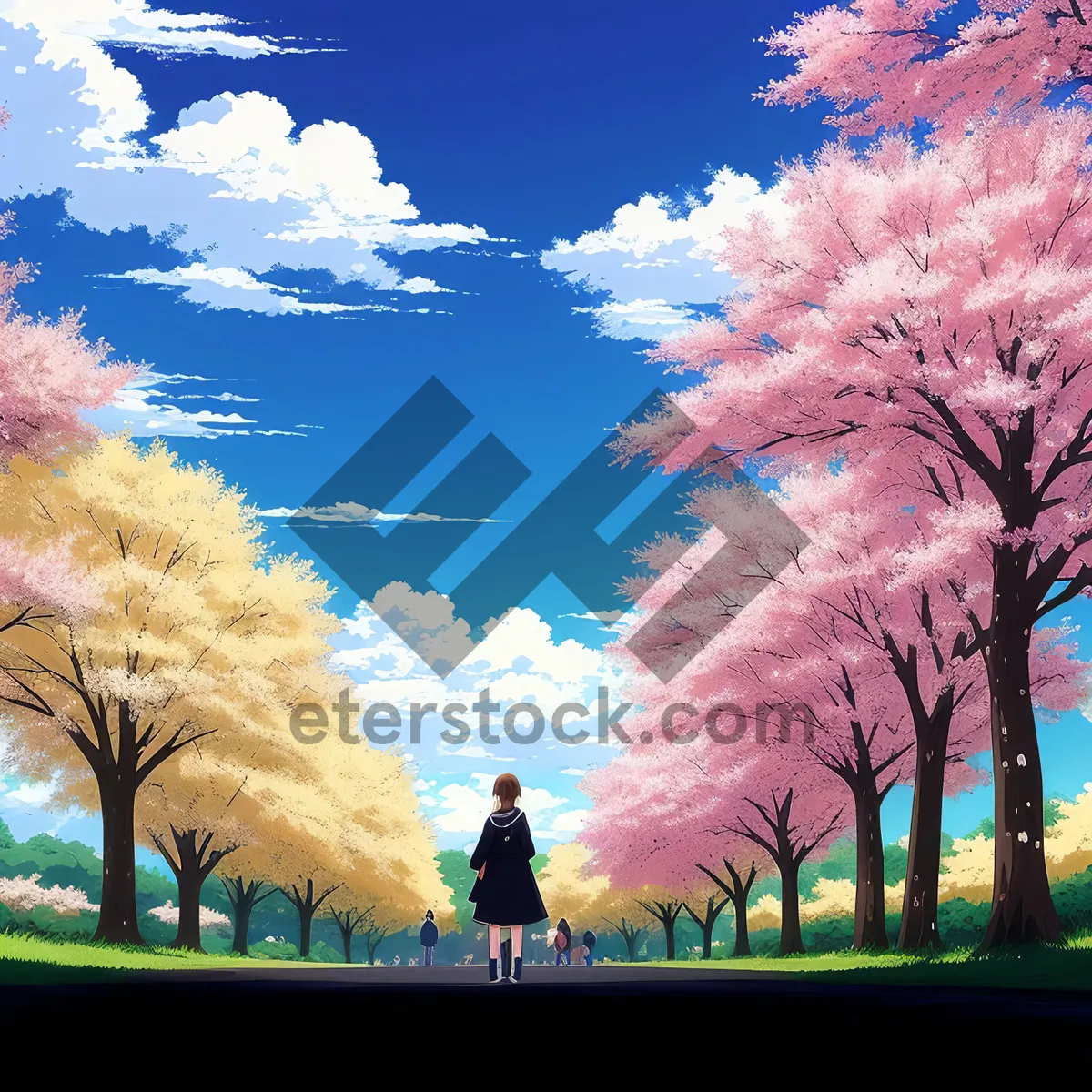 Picture of Sunset over Tranquil Forest Landscape