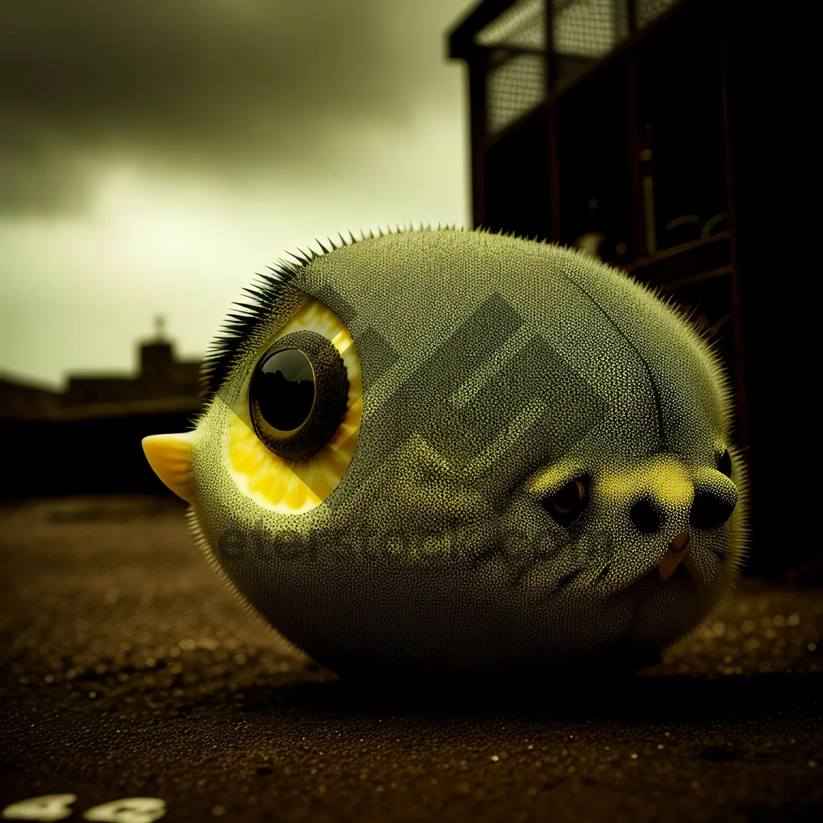 Picture of Tropical underwater puffer fish with mesmerizing eye