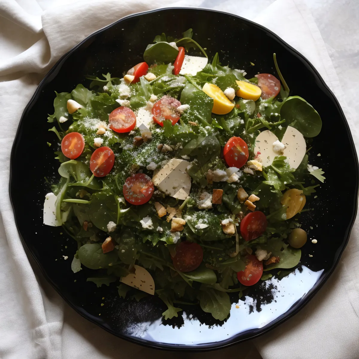 Picture of Fresh Vegetable Salad with Chickpeas and Olives