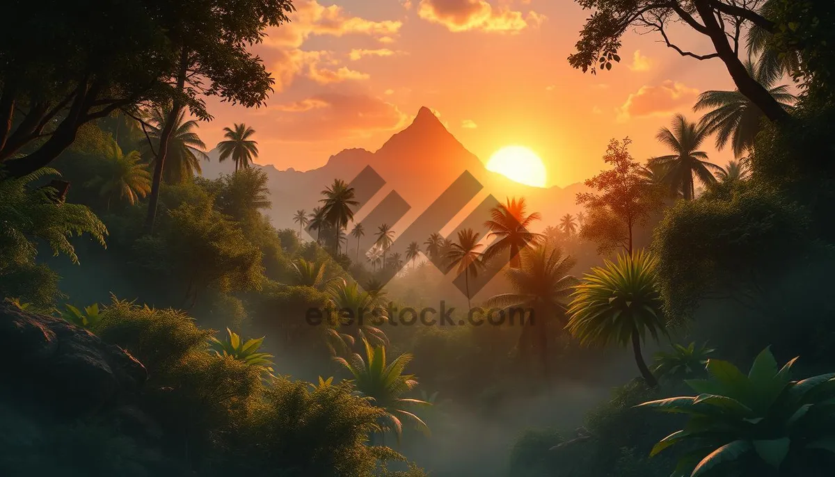 Picture of Tropical Sunset Silhouette by the Beach