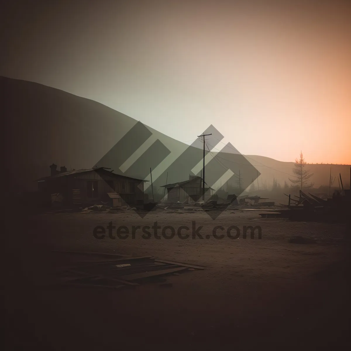 Picture of Majestic Sunset Over Mountain Turbine Horizon