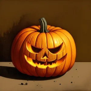 Scary Pumpkin Lantern in the Dark Night
