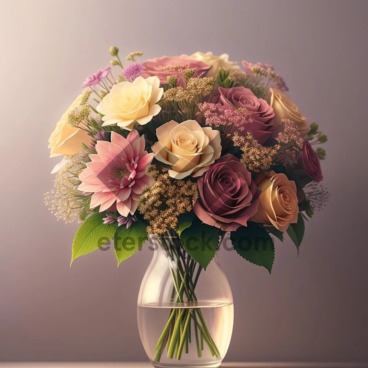 Picture of Romantic Pink Rose Bouquet in Vase