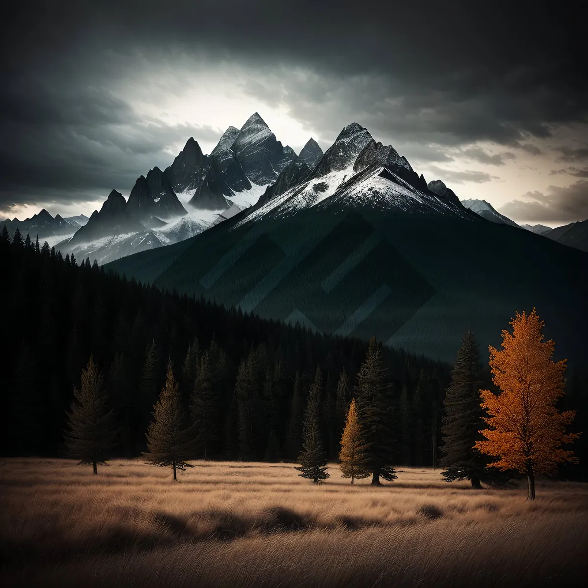 Picture of Snow-capped Alp Peak Overlooking Serene Glacier Lake