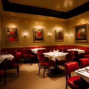 Modern luxury restaurant interior design with wooden furniture and lamps