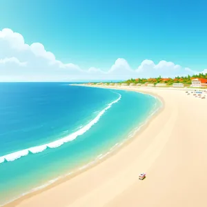 Tropical Paradise: Turquoise Waters, Sandy Beach, and Sunny Skies.