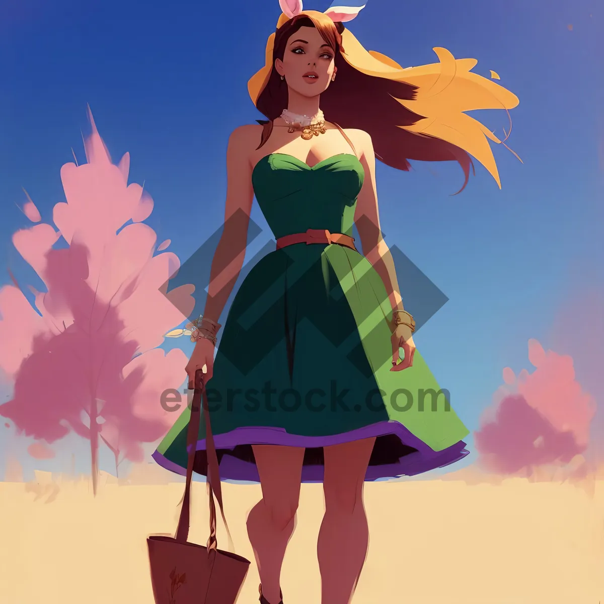 Picture of Smiling Lady Shopping with Joyful Bags