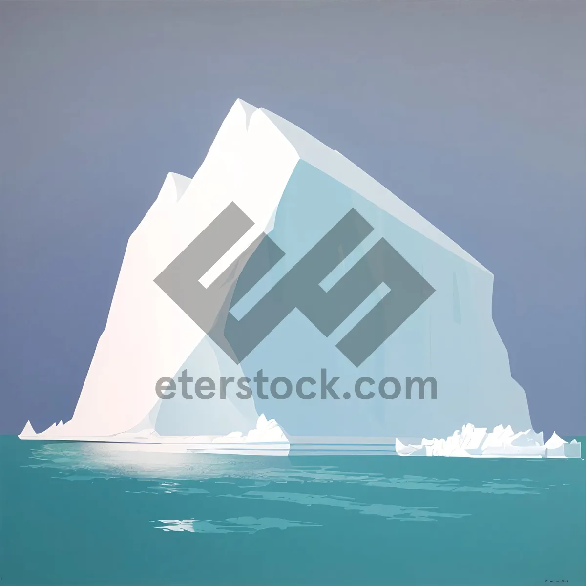 Picture of Serene Seascape: Sailboat gliding through pristine azure waters towards distant iceberg.